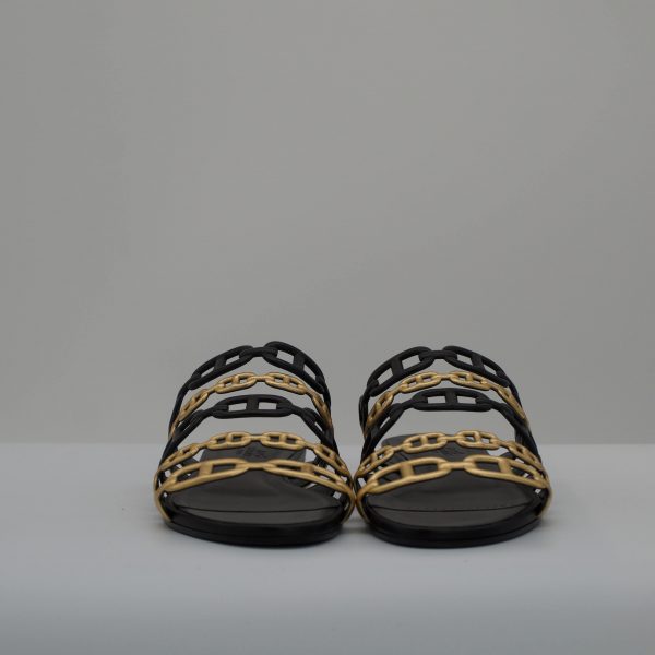hermès sandalen thalassa schwarz gold 3