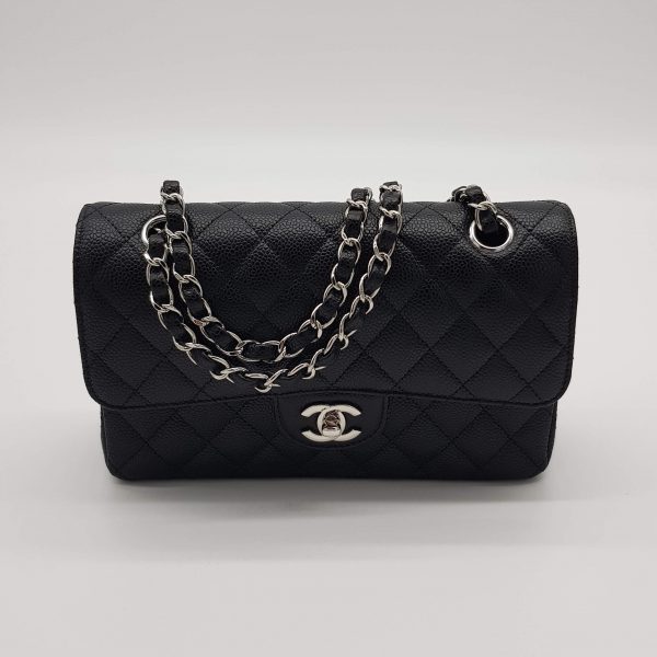 chanel double flap bag caviar leather black